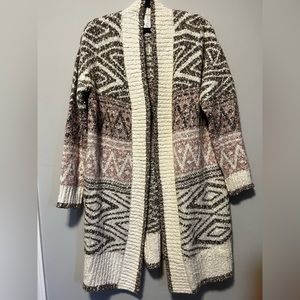 NWOT JOIE Cardigan Duster Sweater Neutral Cream Pink Brown Nordic Design, Small